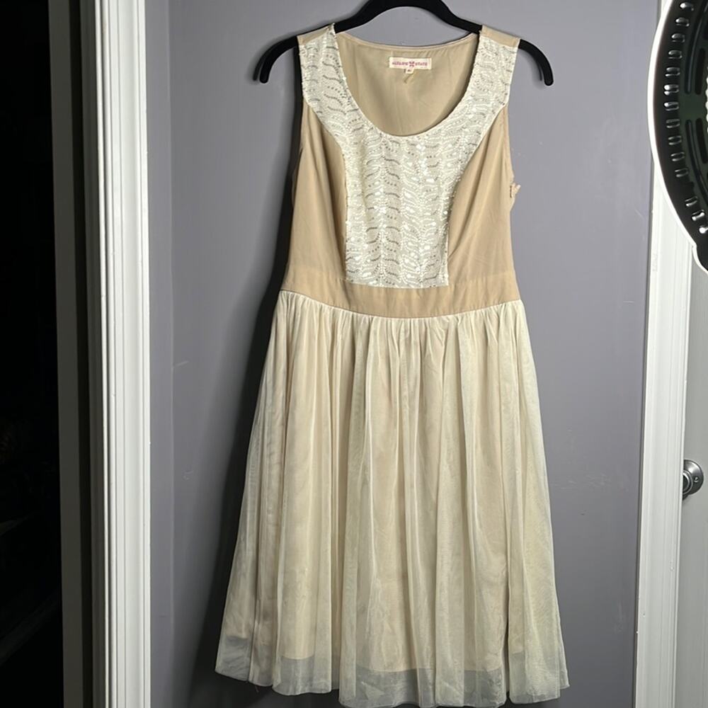 Altar’d State Ivory and Gold Tulle Dress Size Small